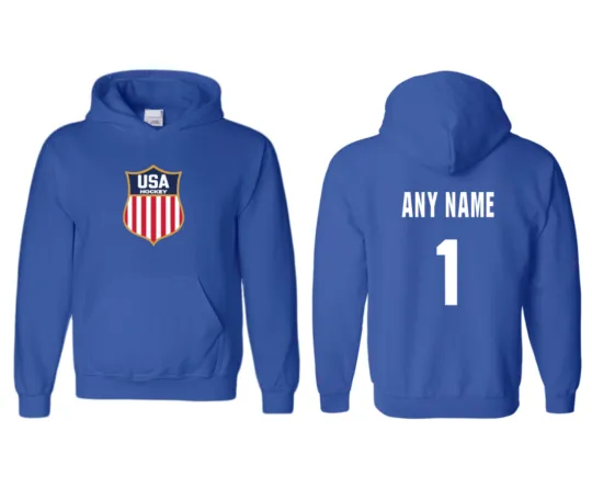 USA Hockey Double Sided Hoodie Sweatshirt Jersey Jack Hughes 2026 Olympic Gold