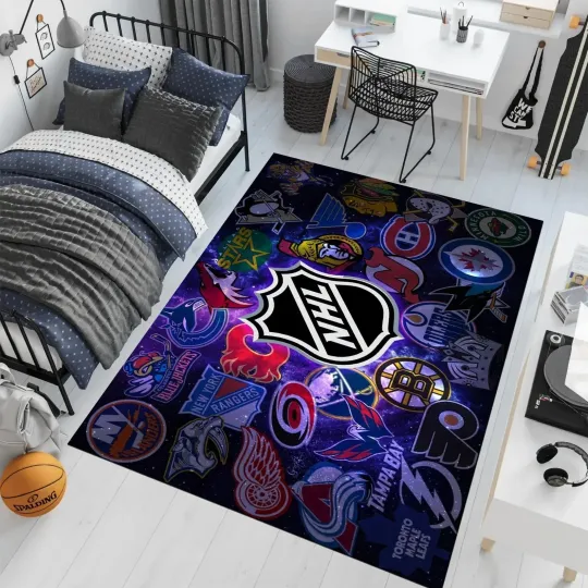 Discover NHL Hockey Team Logos Rug - Colorful Sports Area Rug