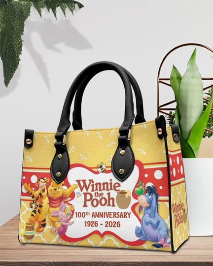 Discover Vintage Winnie The Pooh 100 Years Leather Bag, Pooh and Friends Handbag, Disney Collector's Bag, Pooh Lover Gift