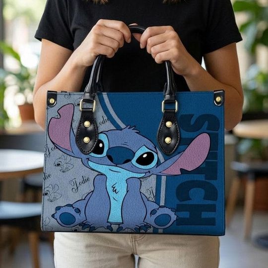 Discover Personalized Stitch Women’s Leather Handbag with Custom Cartoon Design