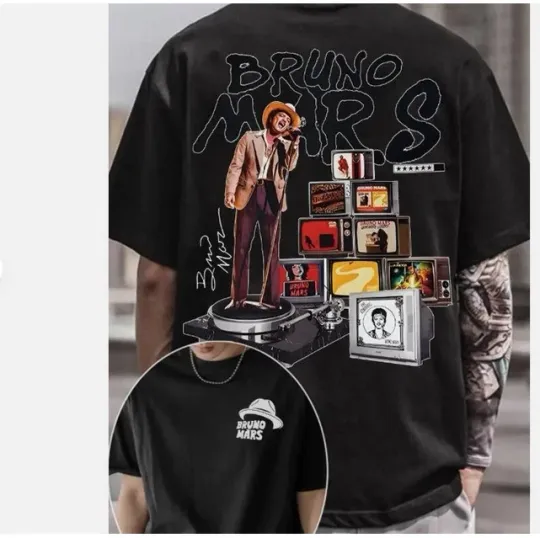 Discover BRUNO MARS Music Tour Graphic T-Shirt 2026 - Unisex Fans - Two-Sided Gift.
