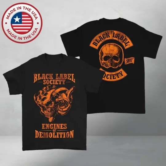 Discover Black Label Society 2026 Two Sides Engines Of Demolition Skully T-Shirt