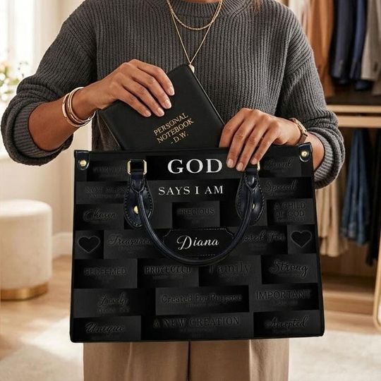 Discover Personalized Christian Leather Tote Bag with Custom Name