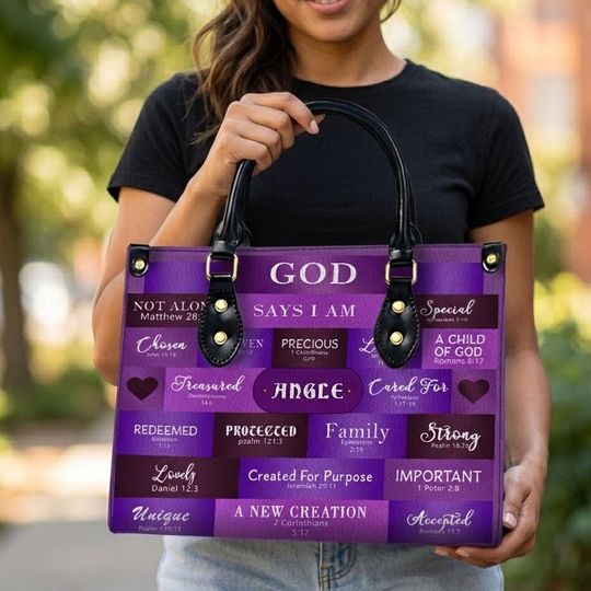 Discover Purple Leather Handbag – Christian Gift for Women