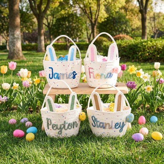 Personalized Easter Basket  Egg Hunt  Kid Basket