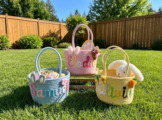 Discover Easter Basket, Personalized Easters Cotton Basket Custom Basket, Easter Decor, Storage Basket, Kids Storage,Easter Gift,Easter Hunter Basket