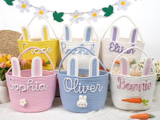 Custom Easter Basket | Storage Basket | Cotton rope weaving | 10 Colors
