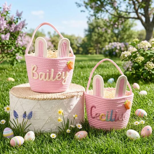 Personalized Easter Basket  Egg Hunt  Kid Basket