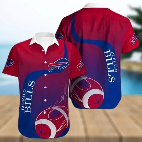Discover Buffalo Billss Hawaiian Shirt Red Fire Rugby Beach Gift For Dad, football Hawaiian Shi