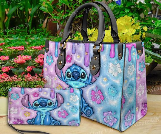 Discover Stitch and Lilo Leather Handbag, Women's Crossbody Bag, Stitch Lover's Purse