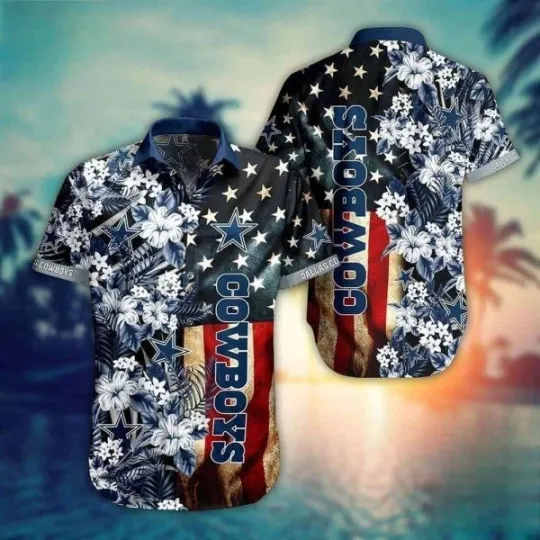 Discover Dallas Cowboyss football Hawaiian Shirt US Flag Independence Day 4th Of July