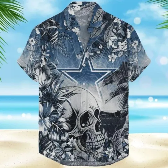 Discover Dallas Cowboyss Hawaiian Shirt Skull Tropical Flower Pattern, football Hawaiian Shirt