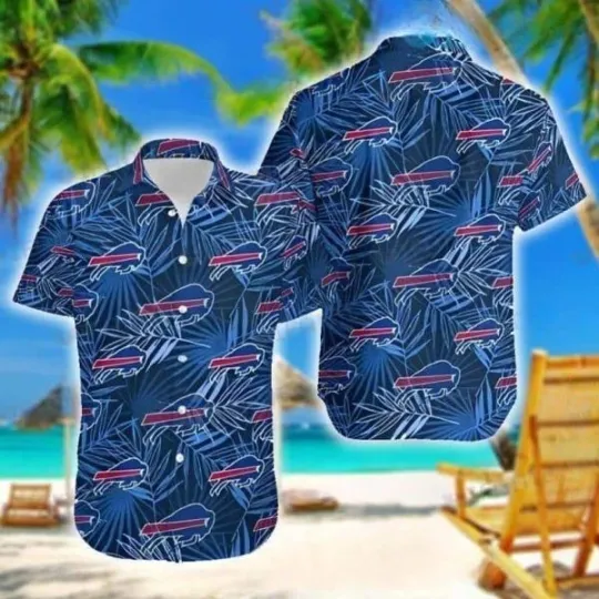 Discover Buffalo Billss Hawaiian Shirt Blue Tropical Leaves All Over Print, football Hawaiian