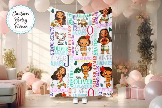 Discover Personalized Baby Princess Moana & Pua Disney Fleece Blanket