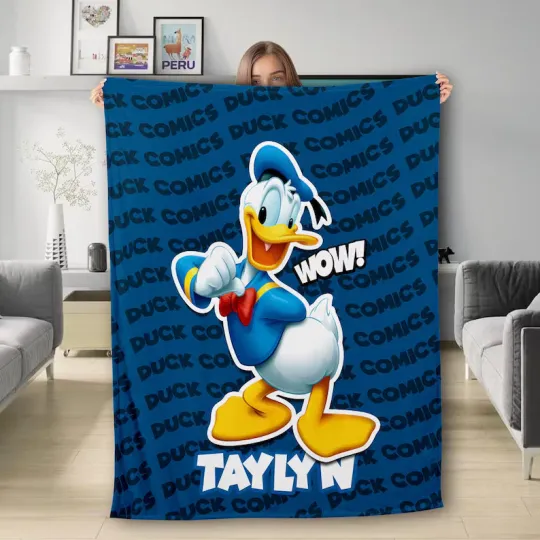 Discover Personalized Duck Blue Blanket, Mouse Blanket, Funny Duck Blanket