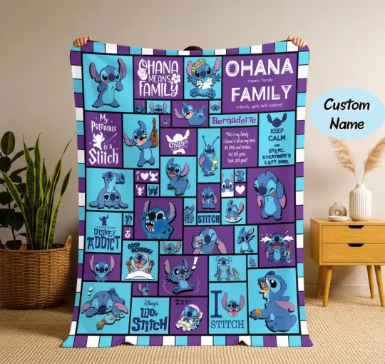 Discover Stitch Blanket, Lilo Stitch Fleece Blanket, Stitch Birthday Gifts