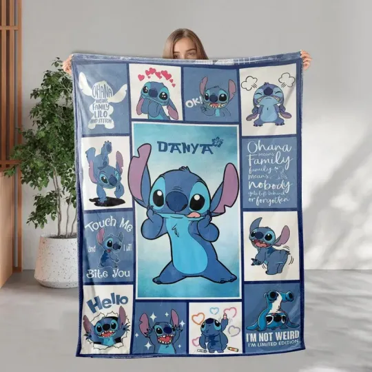 Discover Personalized Lilo And Stitch Blanket, Disney Cute Stitch Blanket