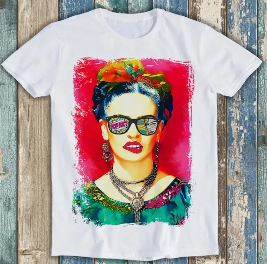 Discover Frida Kahlo Pink Watercolor Lips Bite T Shirt