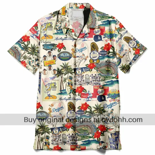 Discover Los Angeles Palm Trees Pennants and Baseball Glory Hawaiian Shirt 8