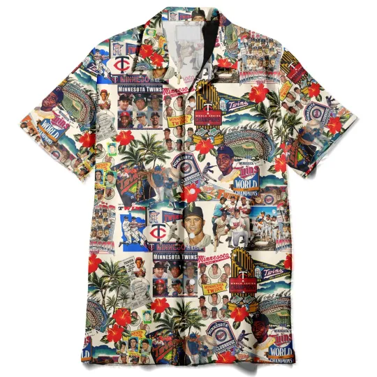 Discover Minnesota Palm Trees Pennants and Baseball Glory Hawaiian Shirt