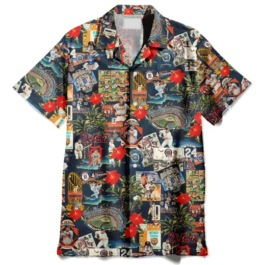Discover Detroit Palm Trees Pennants and Baseball Glory Hawaiian Shirt O