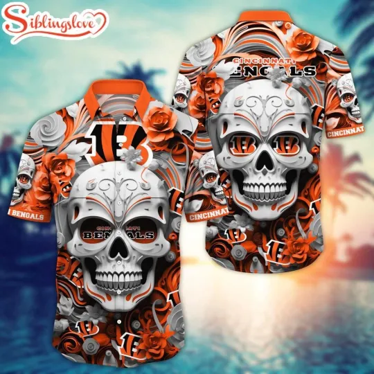 Discover Cincinnati football Skull Face Aloha Hawaiian Shirt For Fans