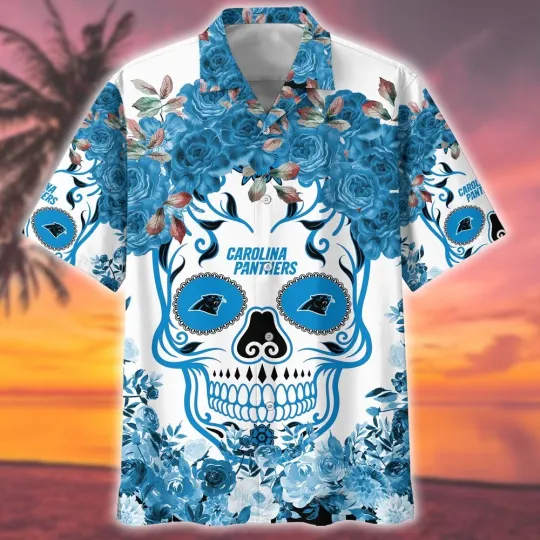 Discover Carolina football Flower Skull Hawaiian shirt