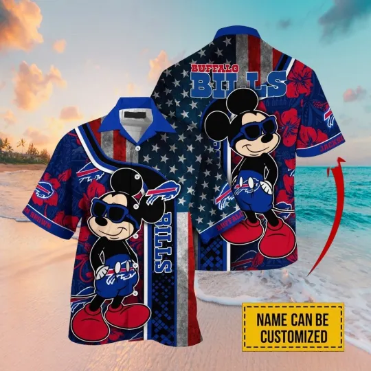 Discover Custom Name football Buffalo Mickey Mouse Hawaiian Shirt