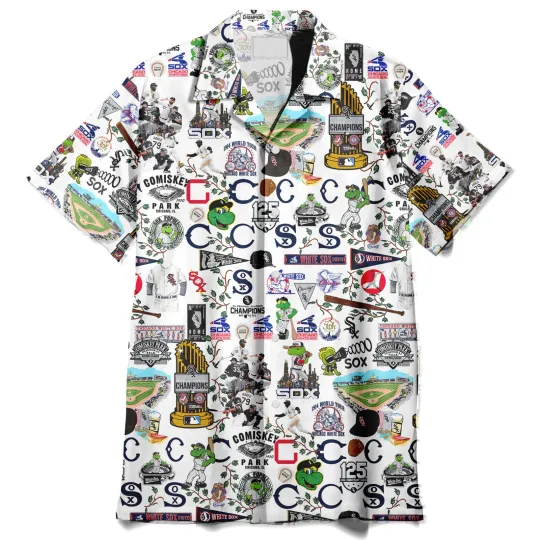 Discover Chicago Homeruns Hibiscus and Golden Memories Hawaiian Shirt