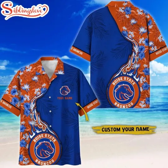 Custom Name Boise State Broncos Tropical Hawaiian Shirt
