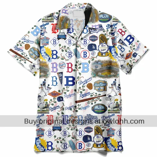 Discover Los Angeles Dodgerss Homeruns Hibiscus and Golden Memories Hawaiian Shirt 82