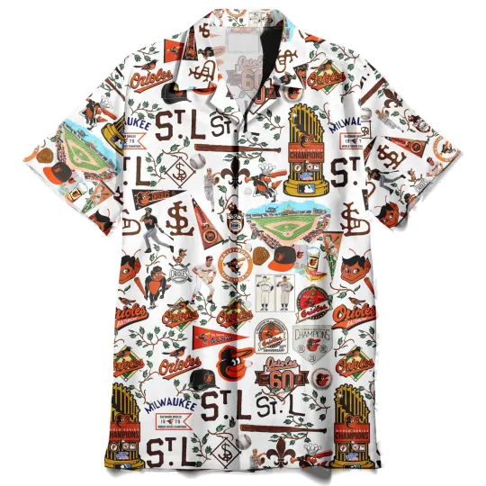 Discover Baltimore Orioless Homeruns Hibiscus and Golden Memories Hawaiian Shirt