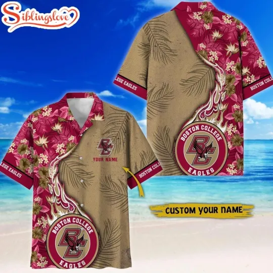 Discover Custom Name Boston College Eagless Tropical Hawaiian Shirt