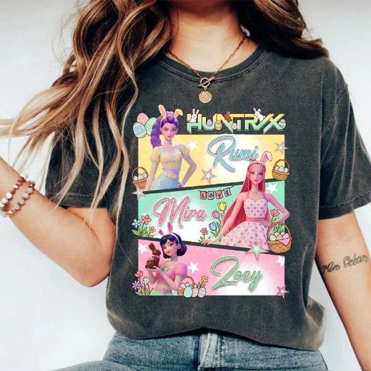 Discover Easter K-Pop Demon Hunters Huntrix Shirt, Happy Easter Day Tee, Preppy Easter Kpop Shirt