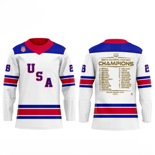 US 2026 Olympic Milano Cortina Men's Hockey Jersey Blue White