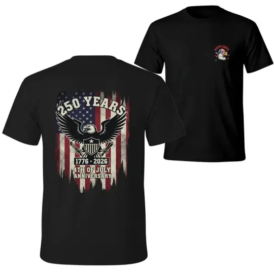 Discover America 250 Years T-Shirt – 1776–2026 Patriotic Eagle 4th of July Anniversary