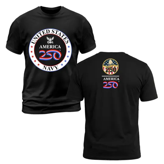 Discover US Navy 250 Years 1776-2026 Shirt America Navy Anniversary Tee