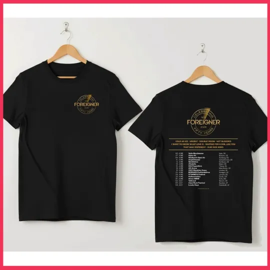 Discover Foreigner 50th Anniversary Shirt, Foreigner Tour 2026 T-Shirt