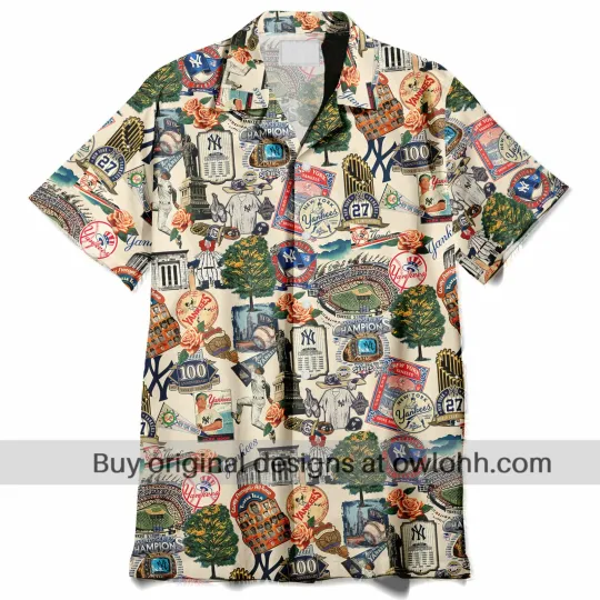 Discover New York Yankees Swingin' Bats and Tropical Stadium Dreams Hawaiian Shir