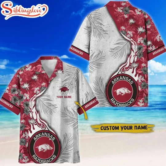 Discover Custom Name NCAA Arkansas Razorbacks Tropical Hawaiian Shirt