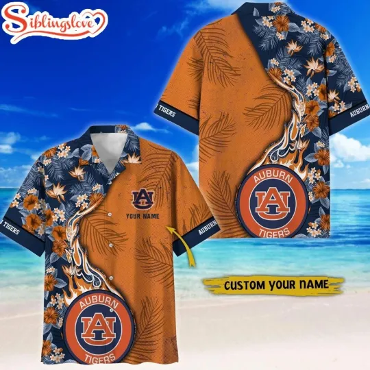 Discover Custom Name NCAA Auburn Tigers Tropical Hawaiian Shirt