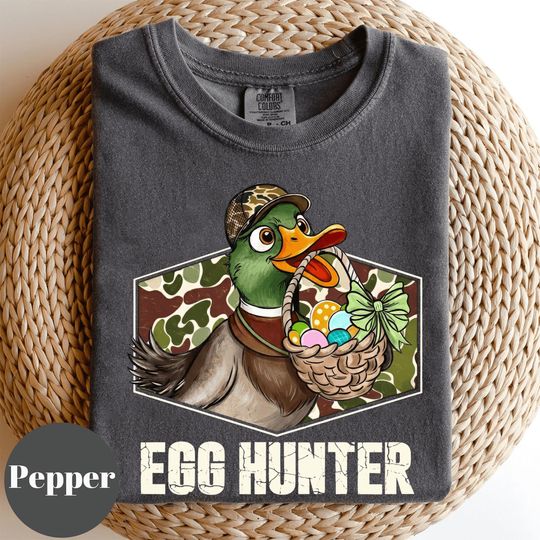 Discover Egg Hunter Shirt, Funny Easter Duck Hunting Tee, Camo Easter Graphic Shirt, Vintage Hunter Easter Outfit, Comfort Colors, Easter Day Kids