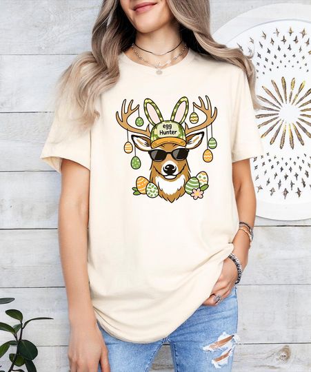Discover Easter Egg Hunter Shirt, Cool Deer Bunny Ears T-shirt, Hunting Lover Easter Gift