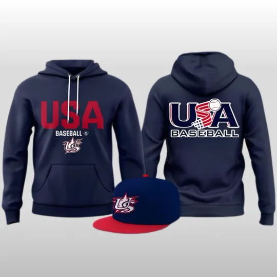 USA Baseball Team 2026 World Baseball Classic Navy Double Sided Hoodie