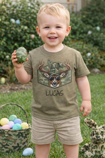 Discover Personalized Easter Camo Deer Shirt | Boys Hunting Tee