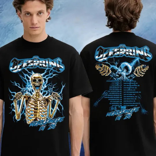 Discover The Offspring Spark Plug Skeleton 2026 Tour Two-Sided Unisex T-Shirt