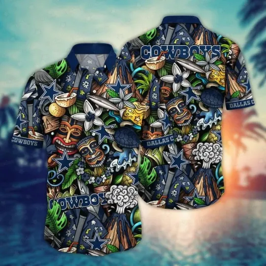Discover Dallas Cowboyss Tiki Tropics Hawaiian, Gift For Friends, Gift For Fans