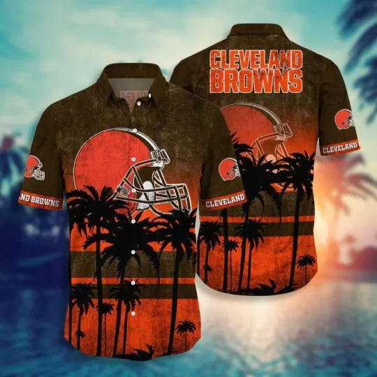 Discover Cleveland Brownss Sunset Palms Hawaiian, Gift For Fans, Gift For Friends