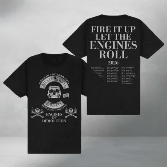Discover Black Label Society 2026 Engines Of Demolition Black Exclusive Tour Tee T-Shirt