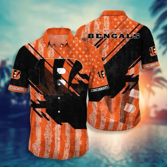 Discover Cincinnati Bengalss Patriotic Sunset Summer Aloha football Hawaiian Shirt